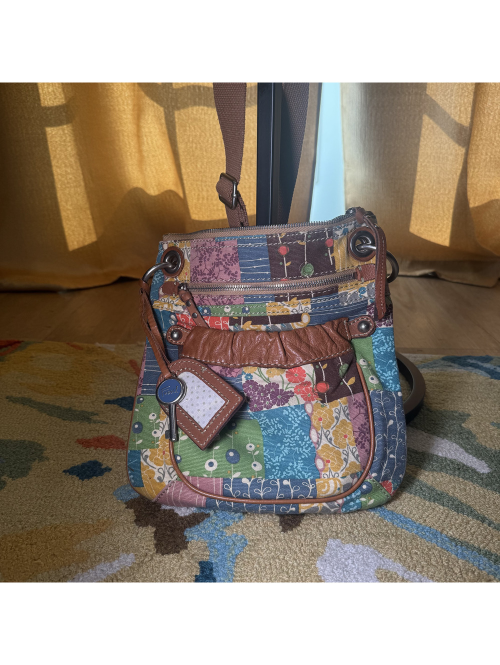 Fossil patchwork floral crossbody bag